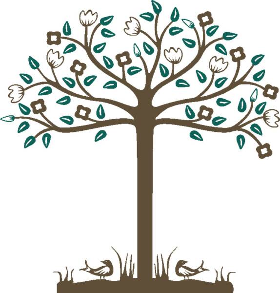 clip art trees black and white. Color choices are blue, black, burgundy, buttermilk, or mustard.